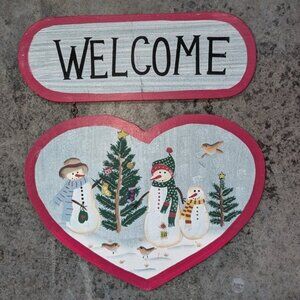 *3 FOR $9* Old Time Pottery Christmas Tree Snowman Heart Welcome Hanging Sign